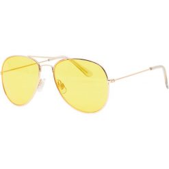 Okulary przeciwsłoneczne typu aviator z żółtymi szkłami. Żółte okulary przeciwsłoneczne męskie marki Pull&Bear. Za 49,90 zł.