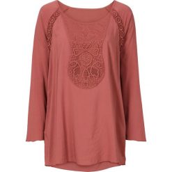 Tunika bonprix brązowy marsala. Czerwone tuniki damskie z długim rękawem bonprix, z koronki. Za 34,99 zł.