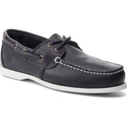 Mokasyny TIMBERLAND - Cedar Bay Boat Shoe TB0A199P4101 Navy Full Grain. Niebieskie mokasyny męskie Timberland, ze skóry, klasyczne. Za 529,99 zł.