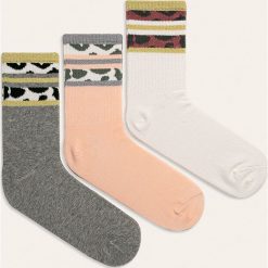 Pepe Jeans - Skarpetki Tamar (3-pack). Szare skarpetki damskie Pepe Jeans, z nadrukiem, z elastanu. W wyprzedaży za 49,90 zł.