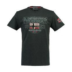 Koszulka "Jamelo" w kolorze antracytowym. Szare t-shirty męskie marki Geographical Norway, m, z nadrukiem, z okrągłym kołnierzem. W wyprzedaży za 78,95 zł.