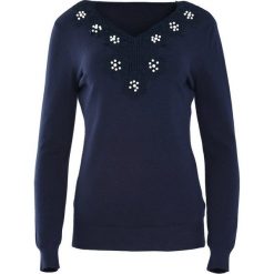 Granatowy Sweter Just Wait. Niebieskie bez kategorii Born2be, xl, z dekoltem w serek. Za 64,99 zł.