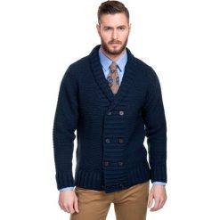 Sweter DONATO 14-102CS. Białe swetry rozpinane męskie marki Giacomo Conti, na jesień, m, z wełny, biznesowe, z kontrastowym kołnierzykiem. Za 299,00 zł.