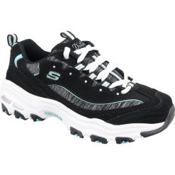 Skechers D'Lites 11936-BKTQ buty sneakers damskie czarne 38. Czarne buty sportowe damskie Skechers, bez wzorów, ze skóry, sportowe, na fitness i siłownię. W wyprzedaży za 249,99 zł.