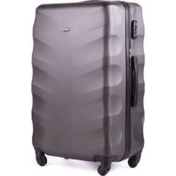ŚREDNIA WALIZKA PODRÓŻNA M ABS DARK GREY. Szare walizki Solier, w paski, z gumy. Za 169,00 zł.