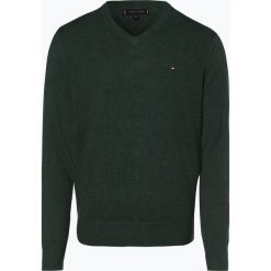 Tommy Hilfiger - Sweter męski, zielony. Zielone swetry męskie TOMMY HILFIGER, m, bez wzorów, z dzianiny, eleganckie, z dekoltem w serek, bez kaptura. Za 299,95 zł.