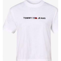 Tommy Jeans - T-shirt damski, biały. Białe t-shirty damskie Tommy Jeans, l, z haftami, z bawełny, bez kołnierzyka. Za 179,95 zł.