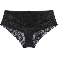 Figi "panty" Premium bonprix czarno-dymny szary. Czarne majtki damskie bonprix, w koronkowe wzory, z koronki. Za 37,99 zł.