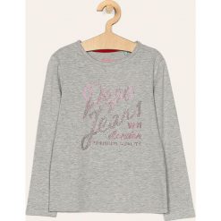 Pepe Jeans - Longsleeve dziecięcy 128-178 cm. Szare bluzki dziewczęce Pepe Jeans, z aplikacjami, z elastanu, z okrągłym kołnierzem, z długim rękawem, długie, bez kaptura. W wyprzedaży za 79,90 zł.