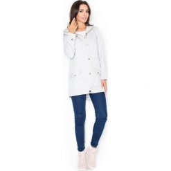 Szara Kurtka Typu Parka z Kapturem. Szare kurtki damskie KATRUS, xl, bez wzorów, z elastanu, z kapturem. Za 199,90 zł.