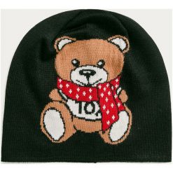 Moschino - Czapka. Różowe czapki damskie MOSCHINO, z nadrukiem, z wełny. Za 259,90 zł.