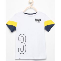T-shirty chłopięce: T-shirt z kontrastowymi rękawami – Biały