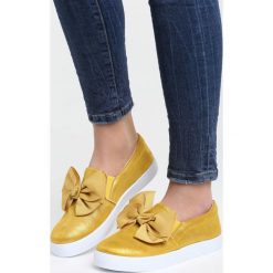 Trampki damskie slip on: Żółte Slip On Rough Out
