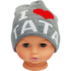Czapka niemowlęca z napisem tata CZ 160A. Brązowe czapeczki niemowlęce Proman, z napisami. Za 30,75 zł.