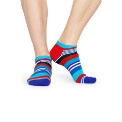 Happy Socks - Stopki Multi Stripe. Niebieskie skarpetki męskie Happy Socks, bez wzorów, z elastanu. W wyprzedaży za 24,90 zł.
