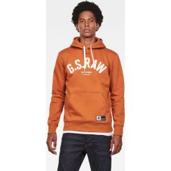 G-Star Raw - Bluza. Pomarańczowe bluzy męskie G-Star RAW, s, z aplikacjami, z bawełny, retro, z kapturem, bez rękawów, z kapturem. Za 469,90 zł.