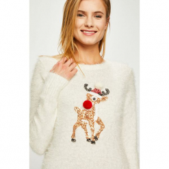 Answear - Sweter. Szare swetry klasyczne damskie ANSWEAR, l, z dzianiny, z okrągłym kołnierzem. Za 119,90 zł.