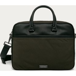 Calvin Klein - Torba. Zielone torby męskie skórzane Calvin Klein, w paski, ze skóry ekologicznej, na ramię, małe. Za 849,90 zł.