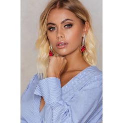 Kolczyki damskie: NA-KD Accessories Wiszące kolczyki diamentowe – Red,Multicolor,Silver