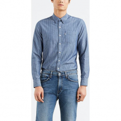 Koszula "Sunset" w kolorze niebieskim. Niebieskie koszule męskie na spinki Levi's®, m, w paski, z bawełny, z klasycznym kołnierzykiem. W wyprzedaży za 152,95 zł.