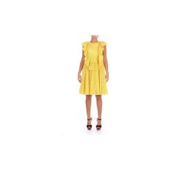Sukienki krótkie Msgm 2442MDA116184323. Żółte sukienki damskie MSGM, bez wzorów, bez kołnierzyka, z krótkim rękawem, krótkie, mini. Za 1937,27 zł.