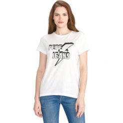 Pepe Jeans Clover Koszulka Biały. Białe koszulki damskie Pepe Jeans, xs, z nadrukiem, z bawełny, bez kołnierzyka, z krótkim rękawem. Za 175,95 zł.