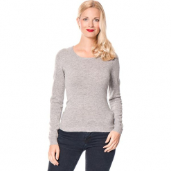 Sweter w kolorze szarym. Szare swetry klasyczne damskie Assuili, z kaszmiru, z okrągłym kołnierzem. W wyprzedaży za 136,95 zł.