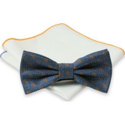 Stylowa mucha + poszetka - Chattier, Męska MUCH0298. Niebieskie muszki męskie Chattier, na imprezę, w paski, eleganckie. Za 44,00 zł.