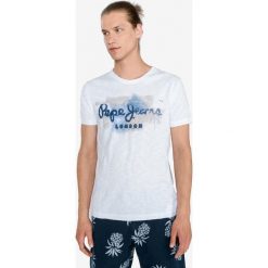 Pepe Jeans Golders Koszulka Biały. Białe t-shirty męskie Pepe Jeans, l, z nadrukiem, z bawełny, bez kołnierzyka, krótkie. Za 137,95 zł.