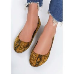 Żółte Wężowe Balerinki Very Best. Żółte baleriny damskie Inny, bez wzorów, ze skóry, bez obcasa, na obcasie. Za 59,99 zł.