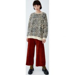 Bluza w panterkę z kontrastowymi ściągaczami. Szare bluzy damskie Pull&Bear, bez wzorów, bez rękawów, bez kaptura. Za 99,90 zł.
