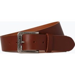 Tommy Jeans - Męski pasek skórzany, brązowy. Pomarańczowe paski męskie Tommy Jeans, w paski, z jeansu, klasyczne. Za 179,95 zł.