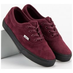 Trampki damskie slip on: Bordowe zamszowe tenisówki ANDY Z