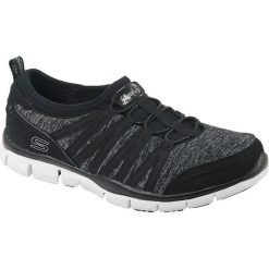 Skechers Gratis 22602-BKW. Szare buty sportowe damskie Skechers, bez wzorów, z tkaniny, sportowe. W wyprzedaży za 129,99 zł.