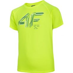 Koszulka sportowa chłopięca (122-164) JTSM400 - soczysta zieleń neon. Żółte t-shirty chłopięce marki 4F JUNIOR, bez wzorów, z dzianiny, bez rękawów. Za 49,99 zł.