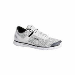 Buty damskie do szybkiego marszu Soft 540 w kolorze marmurkowobiałym. Białe buty do fitnessu damskie marki NEWFEEL, z poliesteru. Za 129,99 zł.