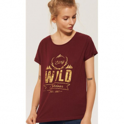 T-shirt z nadrukiem - Bordowy. Czerwone t-shirty damskie House, l, z nadrukiem. Za 29,99 zł.