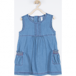 Sukienka. Niebieskie sukienki dziewczęce marki BELLE & CUTE, z bawełny, bez rękawów. Za 49,90 zł.