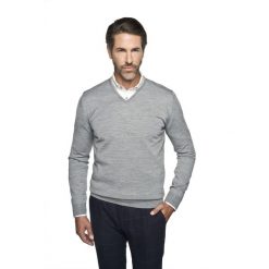 Swetry klasyczne męskie: sweter valero w serek szary