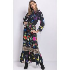 Sukienka boho maxi - BUTTERFLY, m. Sukienki damskie e-margeritka.pl, na jesień, m, bez wzorów, z poliesteru, eleganckie, bez kołnierzyka, z długim rękawem, długie, mini, dopasowane. Za 234,99 zł.