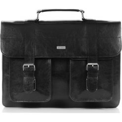 Skórzana teczka torba męska vintage czarna Paolo Peruzzi X-03-BL. Czarne torby męskie skórzane Paolo Peruzzi, w paski, vintage. Za 369,99 zł.