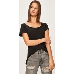 Answear - T-shirt. Czarne bluzki damskie ANSWEAR, s, bez wzorów, z wiskozy, z okrągłym kołnierzem. Za 39,90 zł.