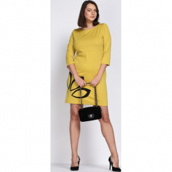 Ciemnożółta Sukienka Echo Arms. Żółte sukienki marki Born2be. Za 24,99 zł.
