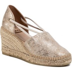 Espadryle KANNA - 20KV7099 Vipera Oro. Żółte espadryle damskie Kanna, bez wzorów, ze skóry, bez obcasa, na obcasie. Za 399,00 zł.
