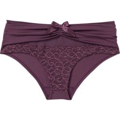 Figi "panty" bonprix ciemny lila. Fioletowe panty damskie bonprix, w koronkowe wzory. Za 34,99 zł.