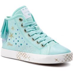 Trampki GEOX - J Ciak G. E J9204E 000AN C4070 S Aqua. Zielone trampki dziewczęce Geox, z aplikacjami, ze skóry. W wyprzedaży za 179,00 zł.