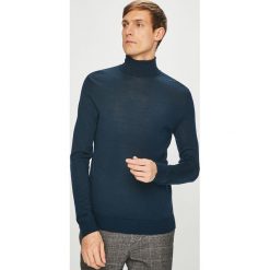 S.Oliver Black Label - Sweter. Niebieskie swetry męskie s.Oliver BLACK LABEL, s, bez wzorów, z wełny, z golfem, bez kaptura. W wyprzedaży za 119,90 zł.