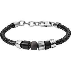 Fossil - Bransoletka skórzana. Czarne bransoletki męskie Fossil, ze stali. Za 239,90 zł.