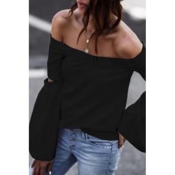 Damska bluzka SOLOMIA BLACK. Czarne bluzki damskie Damska bluzka SOLOMIA BLACK, s, bez wzorów, bez kołnierzyka, bez rękawów. W wyprzedaży za 89,00 zł.