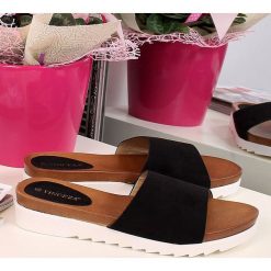 Klapki damskie: Klapki damskie casual czarne Vinceza